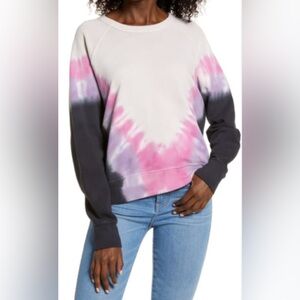 Daydreamer Flying V Varsity Sweatshirt in Purple Tie Dye, Size M